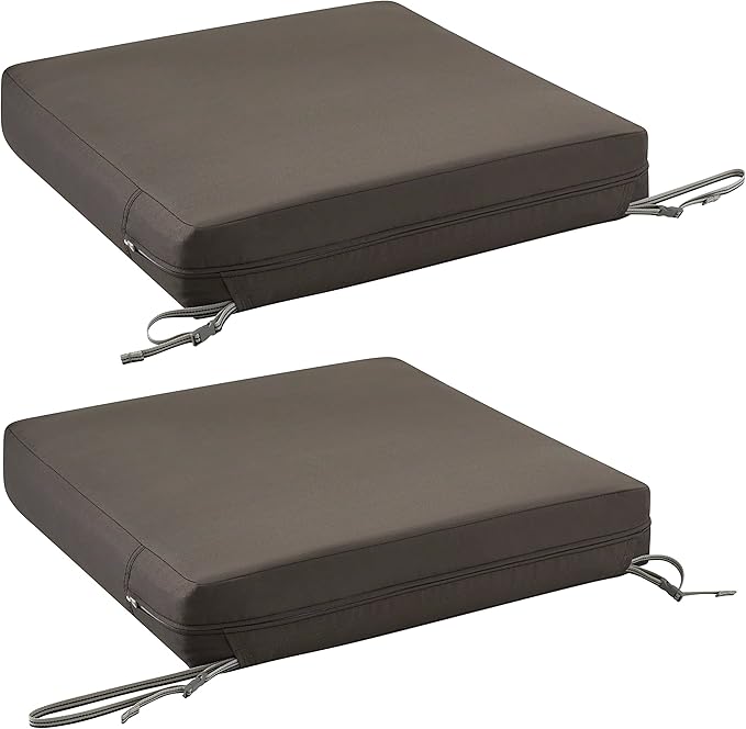 Classic Accessories Ravenna Water-Resistant Patio Lounge Chair/Loveseat Cushion, 25 x 27 x 5 Inch, Dark Taupe