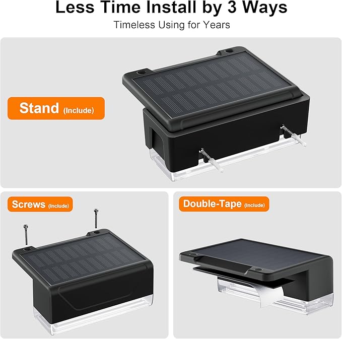 Ellasay Solar Fence Lights Outdoor: IP65 Waterproof RGB Solar Powered with 8 Lighting Modes - Wall Decor for Garden Patio Backyard Balcony Porch 2 Pack