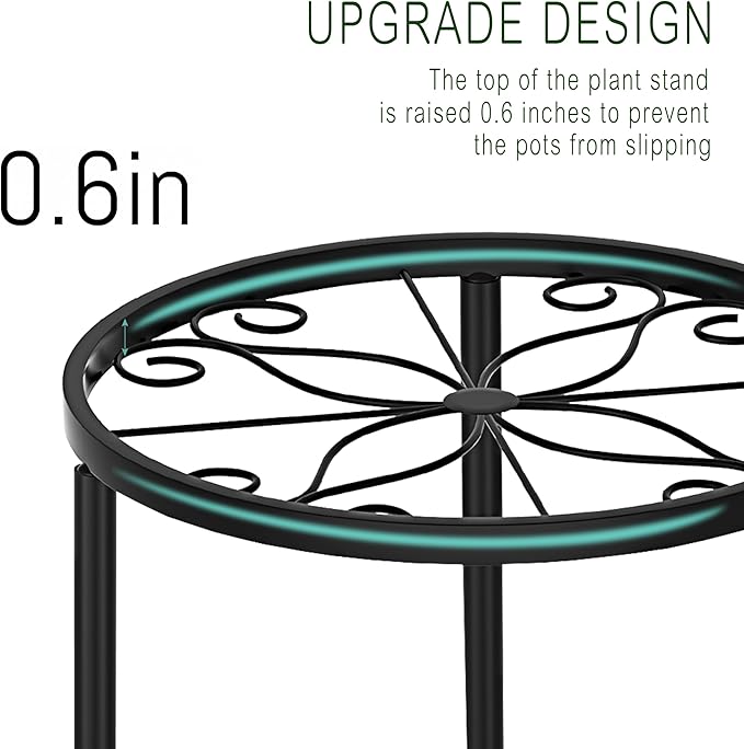 CADANI 5-Pack Metal Plant Stands for Outdoor Indoor, Anti-Rust Iron Flower Pot Stand, Heavy Duty Plant Pot Shelf for Multiple Plant, Decoration Racks for Home, Patio & Garden