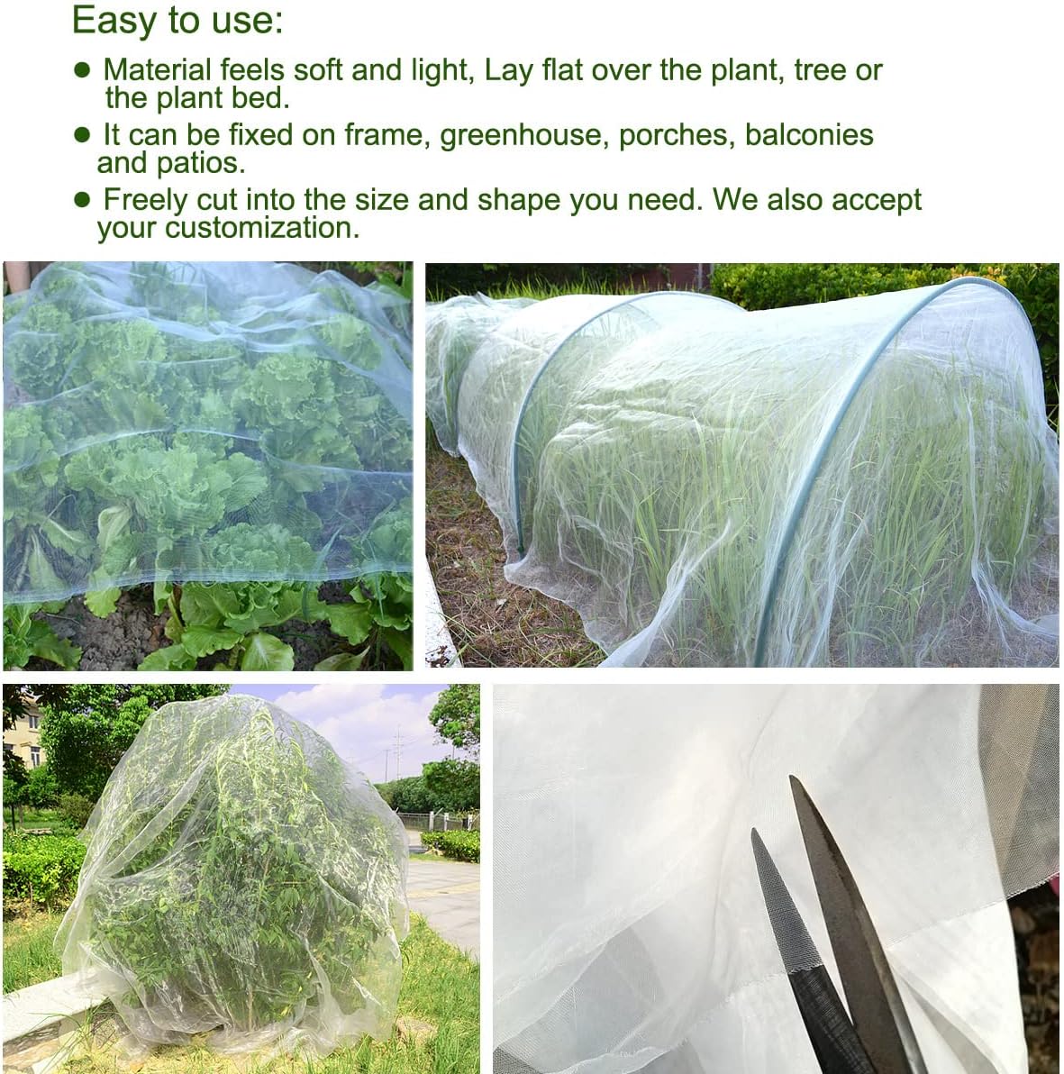 8x30Ft Mosquito Bug Insect Bird Fine Mesh Net Barrier Hunting Blind Garden Screen Netting for Protect Your Plant Fruits Flower