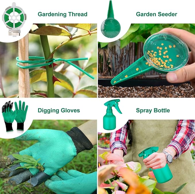 Garden Tools Set 83 Piece Succulent Tools Set Included, Heavy Duty Aluminum Gardening Tools for Gardening, Ergonomic Handle Tools, Storage Tote Bag, Gifts Tools for Men Women (Red)