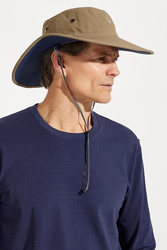 Men's Shapeable Wide Brim Hat - UPF 50 Sun Protection - Maximum Coverage on Your Next Adventure - Sun Fearless Leo Hat