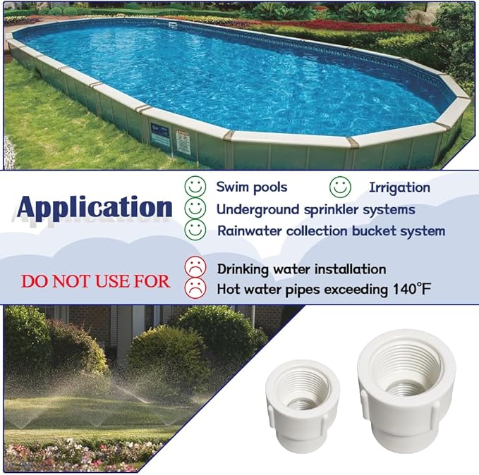 8PCS 1 to 3/4 Inch Double Female Threaded PVC Adapter Pressure Fittings 1" to 3/4" Female to Female Thread Coupling Pipe Fitting Connector for Garden Works HE046-1x3/4