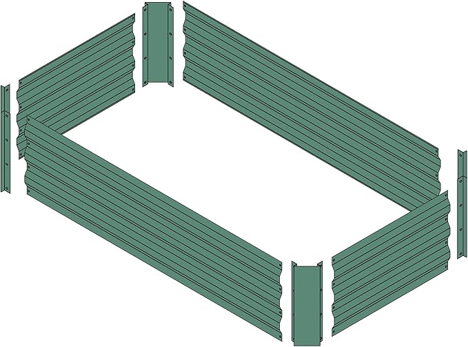 4x2x1ft Metal Raised Garden Bed Kit，Galvanized Garden Bed Box for Vegetables, Flowers, Herbs, and Succulents,60 Gallon Capacity - Green