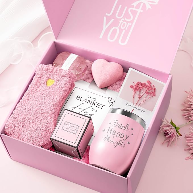 for Women, Self Care Get Well Soon Gifts, Luxury Rose Spa Bath Gift Basket - Unique Birthday Valentines Day for Mom Grandma Daughter Her Wife Girlfriend