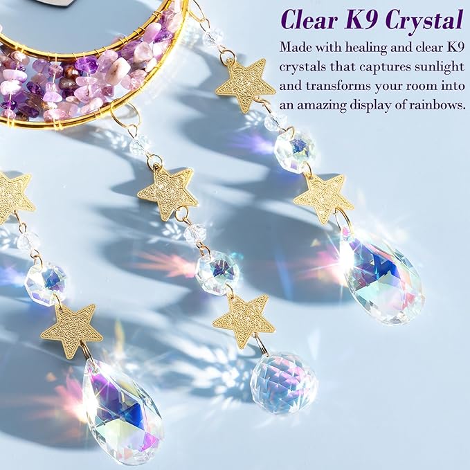 Aunt Gifts from Niece, for Aunt Auntie Gifts, Best Aunt Ever Gifts Aunt Birthday Gifts for Auntie, Auntie Gifts for Women Moon Crystal Suncatcher for Window Hanging Wall Decor