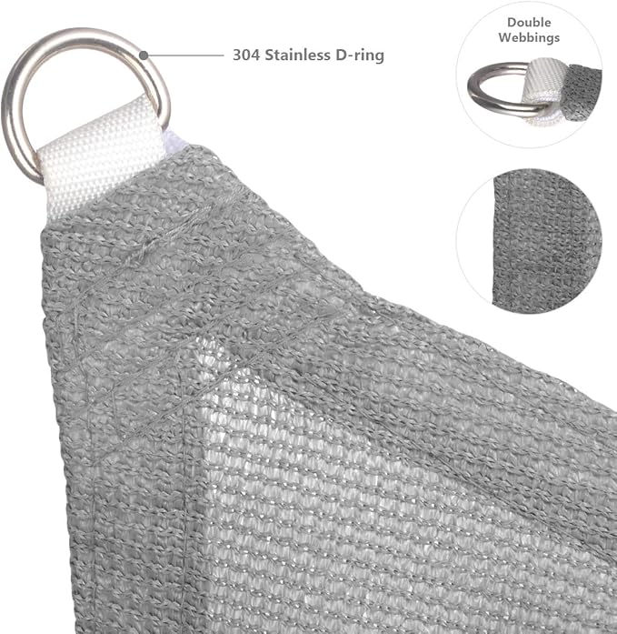 Eden's Decor Straight Flat-Edged Sun Shade Sail Rectangular 12' x 19' Grey UV-Blocking Outdoor Canopy Fabric Cloth Awning for Pergola Patio Garden Backyard Custom Size