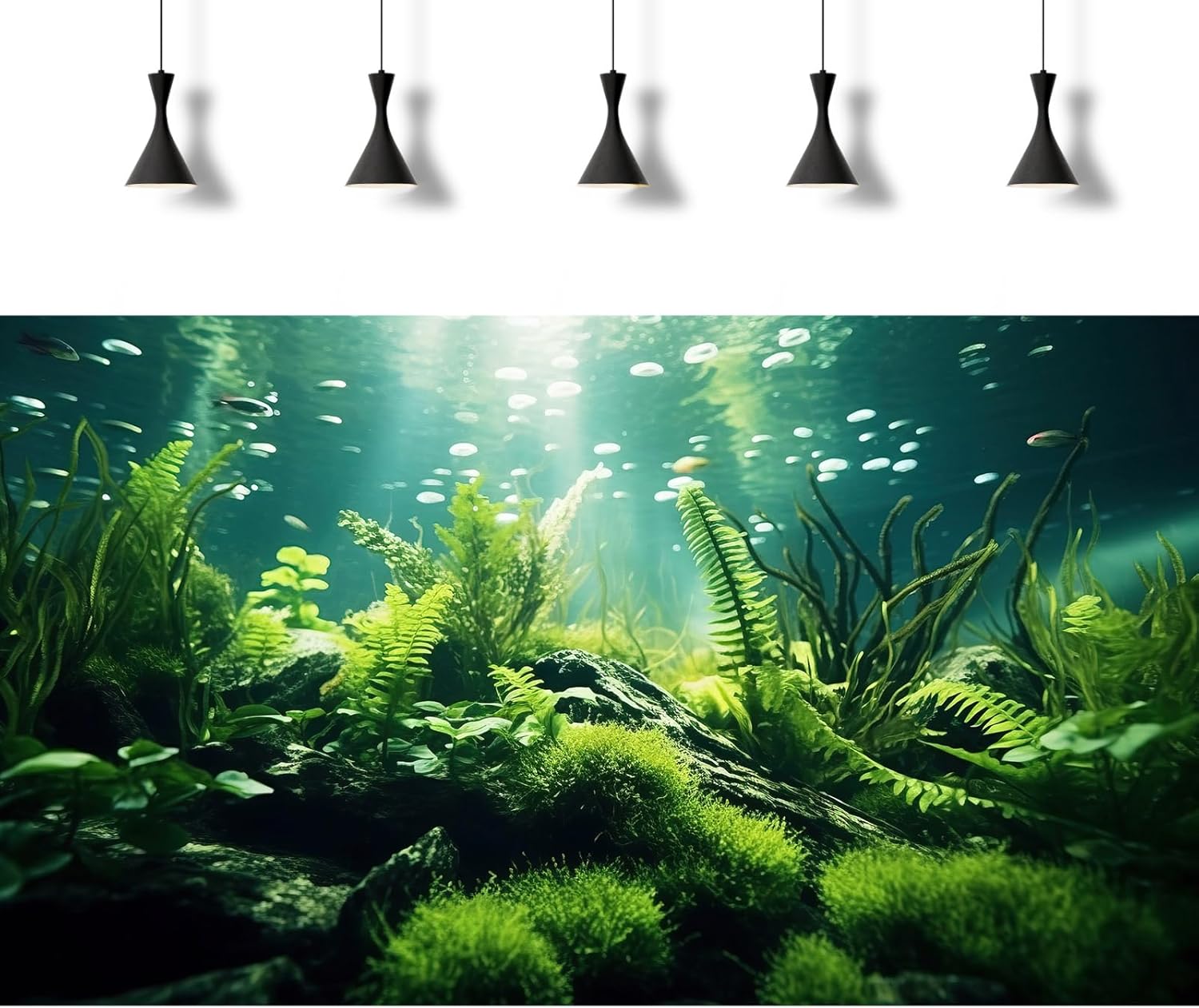 Underwater Fish Tank Background Under The Sea Aquatic Plants Aquarium Background Ocean Floor Rock Terrarium Backgrounds Tropical Fish Green Seaweeds Aquarium Backgrounds for Fish Tank Decor 24x16in