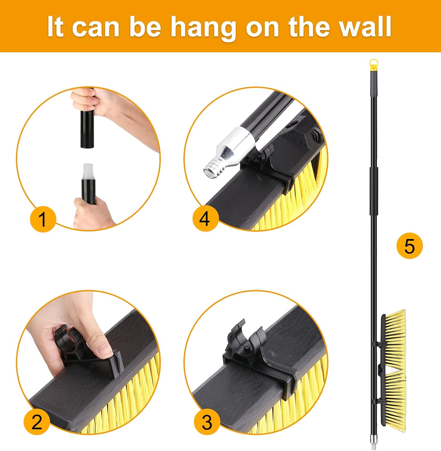 KeFanta 18 Inches Push Broom Outdoor- Heavy Duty Broom with 63" Long Handle for Deck Driveway Garage Yard Patio Warehouse Concrete Floor Cleaning