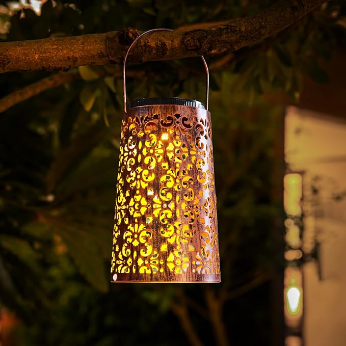 Classic Retro Solar Decorative Outdoor Lanterns for Garden, Porch, Pathway, Deck, Pool, and Balcony Decoration, Waterproof Hanging Solar LED Lights ,Warm and Cool Light as Gifts for Elders