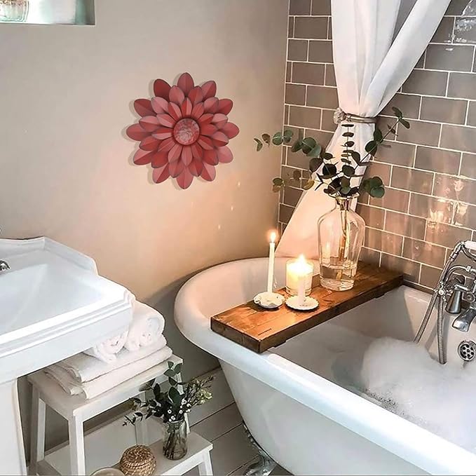 EASICUTI Coral Multiple Layer Metal Flower Wall Art Decor Hanging for Indoor Outdoor Home Bathroom Kitchen Dining Room Bedroom Living Room Farmhouse Or Wall Sculptures 12 Inch