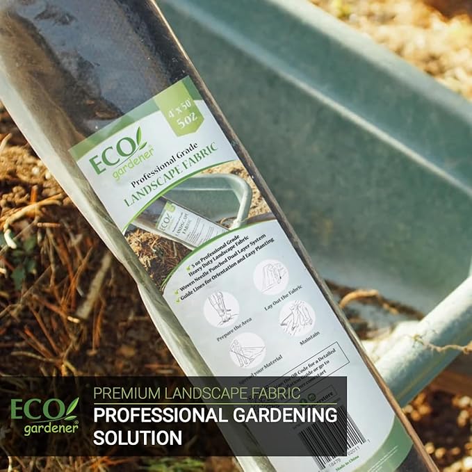 ECOgardener Premium 5oz Landscape Fabric, 3ft x 100ft Pro Garden Weed Barrier - Durable & Heavy Duty Weed Block Gardening Mat, Easy Setup & Superior Weed Control, Eco-Friendly & Convenient Design