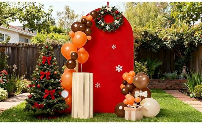 Red 7.2 FT Arch Backdrop Cover, Chiara Backdrop Covers, Red Arch Cover for Christmas Birthday Wedding Party Decoration
