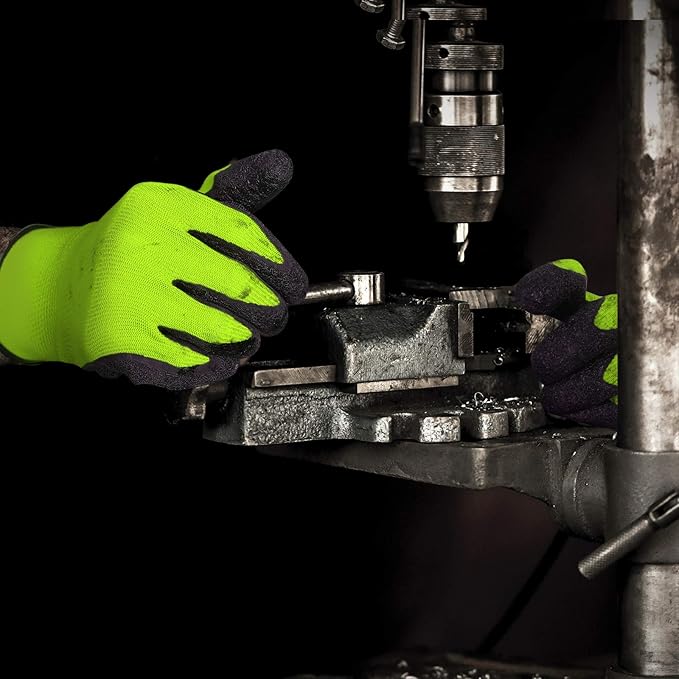 Evridwear Crinkle Latex Rubber Hand Coated Safety Work Gloves for Men Women General Multi Use Construction Warehouse Gardening Assembly Landscaping (Medium,12 Pairs Pack)