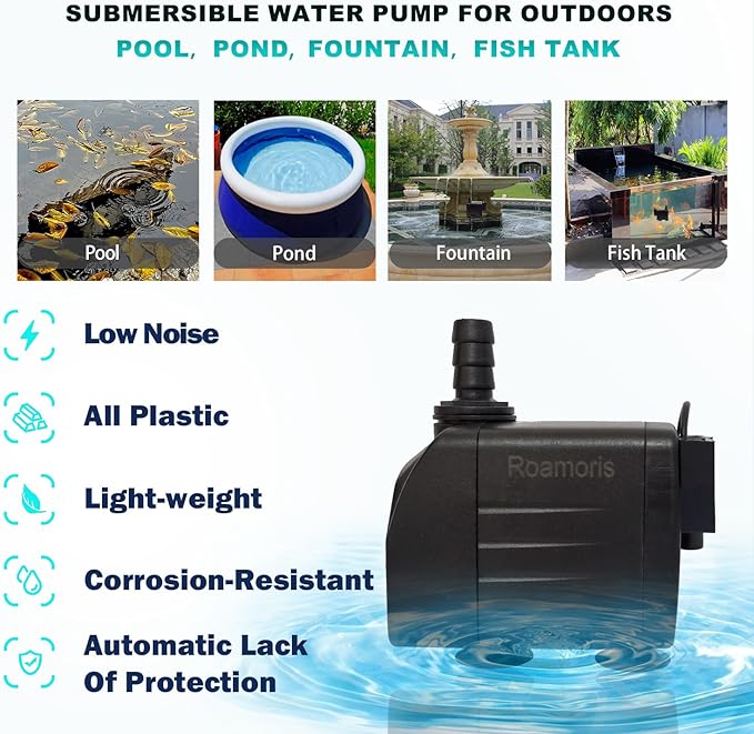 Automatic Submersible Pump With Level Sensor,110V Fountain Water Pump For Pond, Aquariums,Fish Tank, Hydroponics,PM05