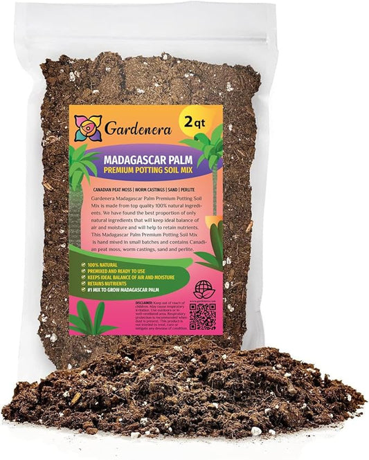 Elevate Your Madagascar Palm Oasis with Gardenera's Organic Potting Mix - Tailored for Robust Palms and Striking Form - 2 Quart