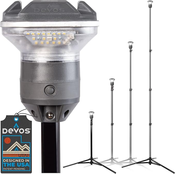 Devos Outdoor LightRanger 1200 - High-Performance LED Tripod Lantern with Adjustable Height, 1200 Lumens Brightness, and Long Battery Life.
