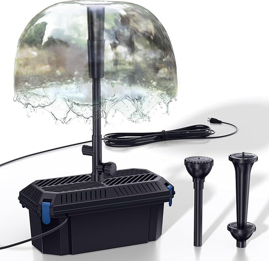 Biling Pond Filter with Water Pump Kits, Koi Pond Filter Box with 660GPH 110V/40W Pond Pumps for Outdoor Ponds, Pond Fountain Kit for Garden Water Tank Waterfall