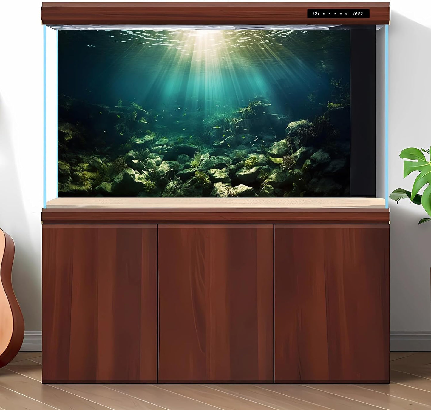Deep Ocean Aquarium Background Under The Sea Fish Tank Background Underwater World Terrarium Backgrounds Ocean Floor Rock Aquatic Plants Aquarium Backdrop for Fish Tank Backgrounds Decors 48x18in