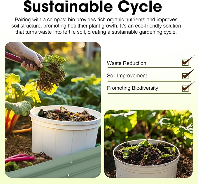 8x2x1ft Oval Galvanized Raised Garden Bed Outdoor 9-in-1 Large Metal Modular Planter Box Raised Beds for Gardening,Vegetables,Fruits,Flowers & Herbs (Green)