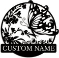 Custom Butterfly Metal Sign,Personalized Butterfly House Number Signs,Personalized Gardener Name Sign,Garden Patio Wall Decor (Style-3)