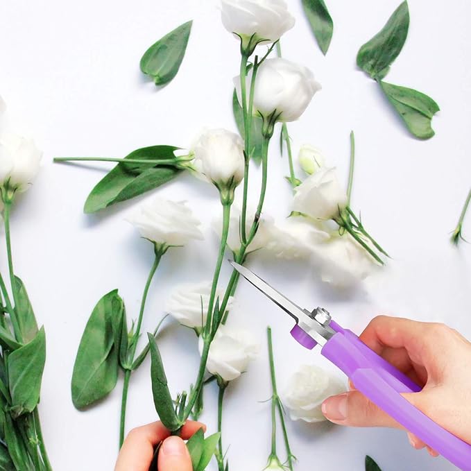 Flower Scissors, Strong Floral Shears, Premium Steel Garden Pruning Shears Floral Fruits Leaf Scissors Hand Pruner Snip Trimming Tool for Gardening Flower Arrangement, Purple