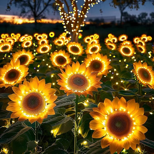 6 Pack Solar Sunflower Lights, Floral Theme, Yellow, Outdoor Garden Decor, Solar Flowers, Solar Lights for Outside Yard, Solar Sunflower Lights