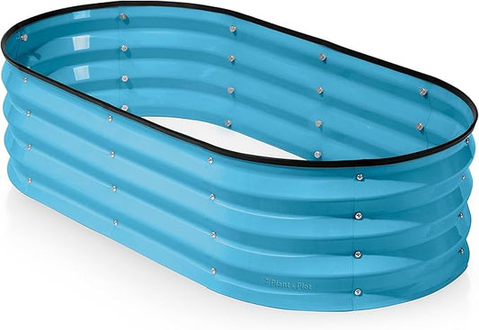 Galvanized Raised Garden Beds Outdoor // 4×2×1 ft Planter Raised Beds for Gardening, Vegetables, Flowers (Teal) // Large Metal Garden Box