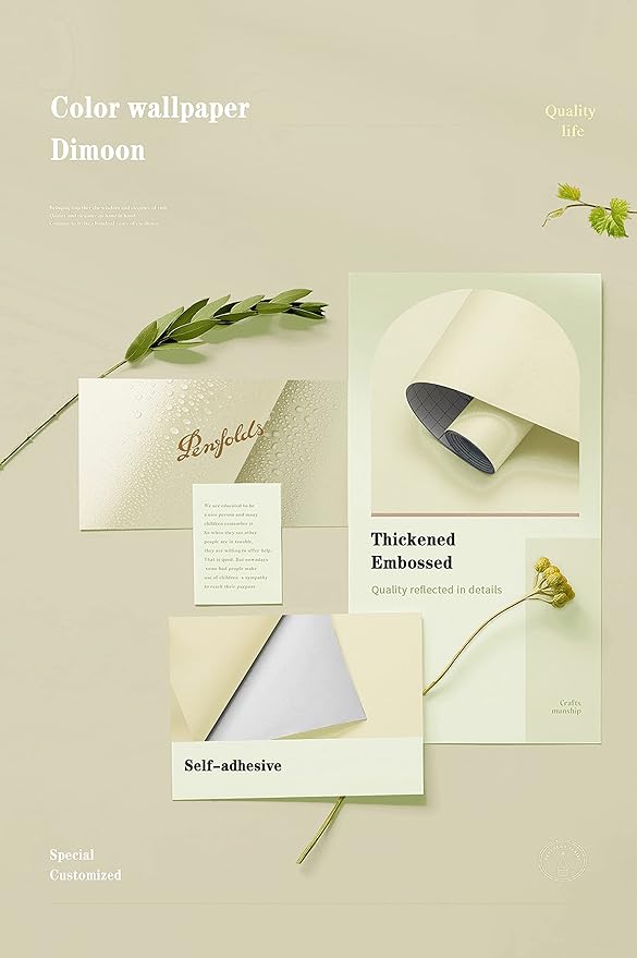 Dimoon 236''x17.7'' Beige Peel and Stick Wallpaper Contact Paper Modern Self Adhesive Wall Paper Removable Renter Friendly Textured Solid Color Shelf Cabinet Vinyl Roll (236''x17.7'',Beige)