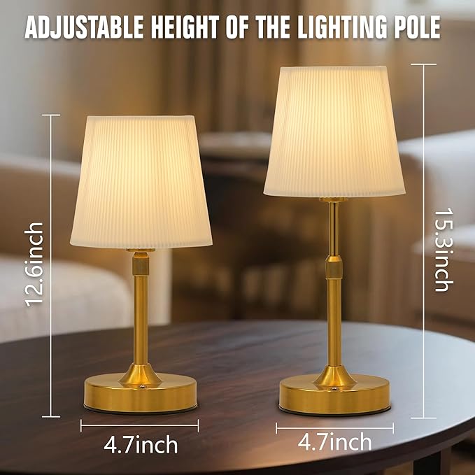 Gold Adjustable Table Lamp, USB Rechargeable, Vintage Edison Bulb Design, Decor for Bedroom Dining Room, Gift for Home Decor Lovers (Night Light)