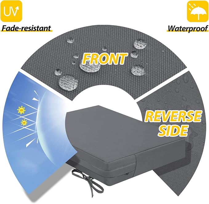 AAAAAcessories Outdoor Seat Cushions for Chairs, Waterproof, Fade-Resistant Patio Furniture Replacement Cushions, 18.5" x 16" x 3", Set of 4, Dark Gray