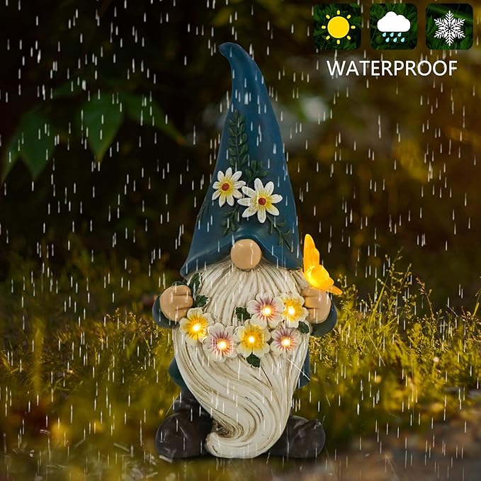 DKJOCKY Funny Garden Gnomes Gifts for Women, Solar Gnomes Decorations for Yard, Garden Oranments Outdoor Gardening Birthday Gifts for Women Mom Grandma Wife