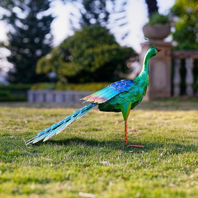 DREAMSOUL Peaock Garden Statues Metal Garden Sculptures & Statues Peacock Statue for Patio Yard Gift