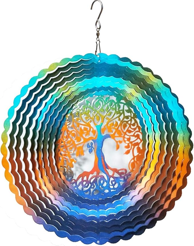 FONMY Stainless Steel Wind Spinner Worth Gifts Indoor Outdoor Garden Decoration Crafts Ornaments 12Inch Multi Color Life Tree Wind Spinners