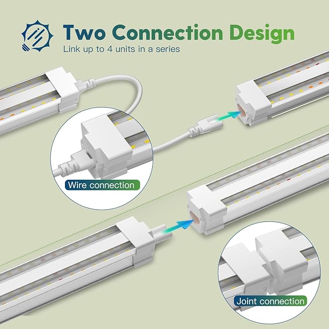 FREELICHT 4 Pack 4FT LED Grow Lights, 160W (4 x 40W,1080W Equivalent), Full Spectrum Sunlight Growing Lamp Fixture, Hanging Plant Light for Hydroponic Indoor Plants Seeding, Plug-in with On/Off Switch