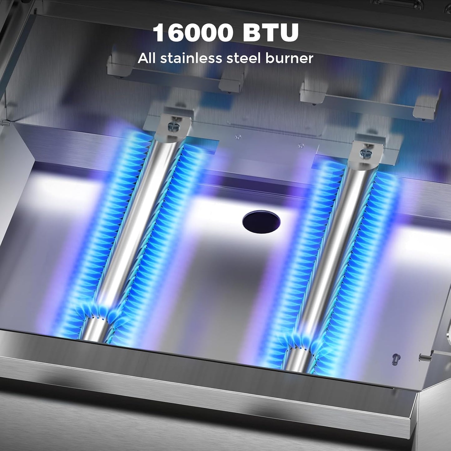 COWSAR 2-Burner Propane Gas Grill with Folding Side Tables,Stainless Steel 16,000 BTU BBQ Grill,Outdoor Grill for Barbecue,Patio,Camping