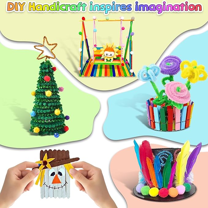 Sundaymot Arts and Crafts Supplies for Kids, 2000+Pcs DIY Craft Kits, Ages 6-10, Educational Preschool and Homeschooling Arts Programs, Children Craft Kits, Christmas Gifts for Boys and Girls.