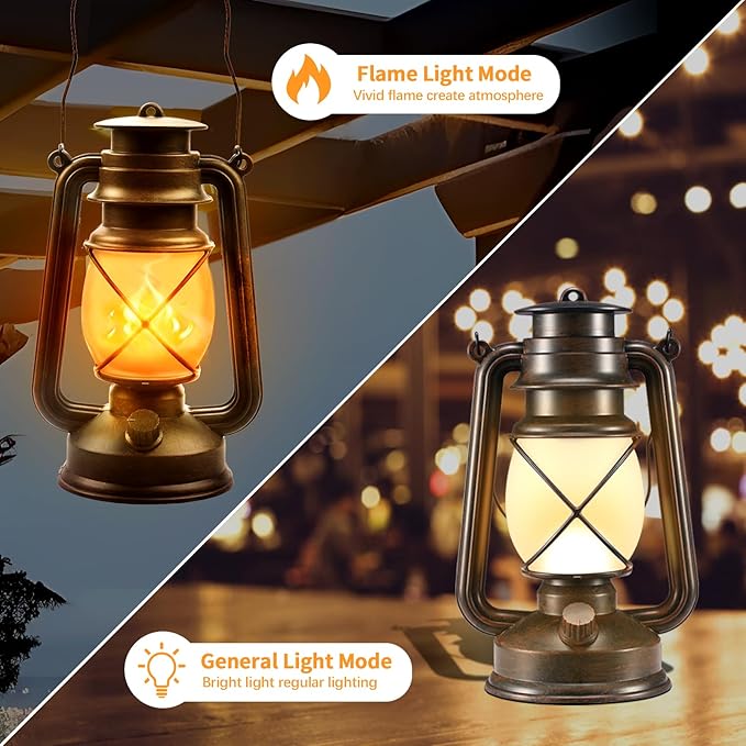 Battery-Powered LED Lanterns Decorative Outdoor & Indoor,2 Pack Bronze Vintage Lanterns with Dancing Flame,Retro Style Lantern Decor for Room Waterproof Remote Control Lanterns Decor for Garden,Porch