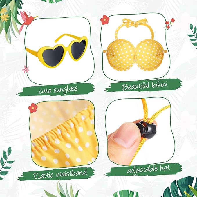 Bikini Goose Outfit Lawn Goose Clothing Porch Goose Outfits Summer Yard Goose Outfits Hawaiian Luau Goose Outfit for 23'' Lawn Goose Outdoor Decoration(Bikini,Yellow)