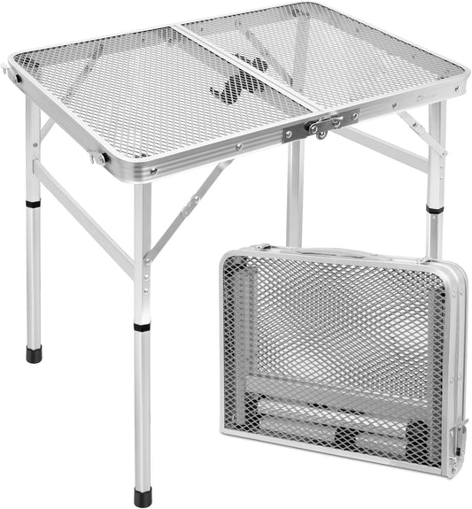 Folding Table, Easy for Storage, Compact and Portable Picnic Table for Grill, Outdoor Camping, Garden, Patio, Dining, BBQ, Party, Market, 2Ft (Small, Silver)