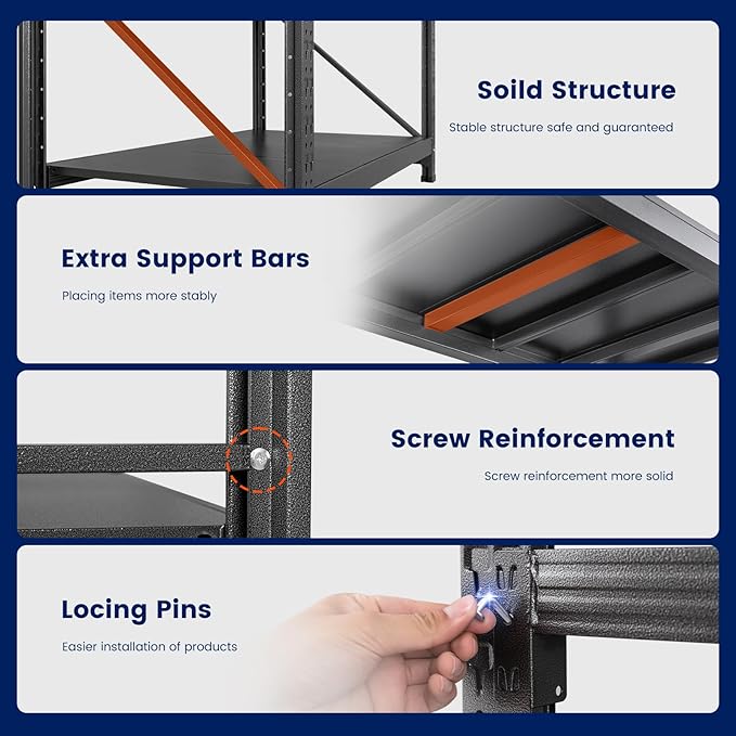 Yizosh 71" W Metal Garage Storage Shelves,5000LBS Heavy Duty 4-Shelf Adjustable Steel Organization Shelving,Utility Rack Shelf,71" W x 24" D x 69" H for Basement,Warehouse,Industrial