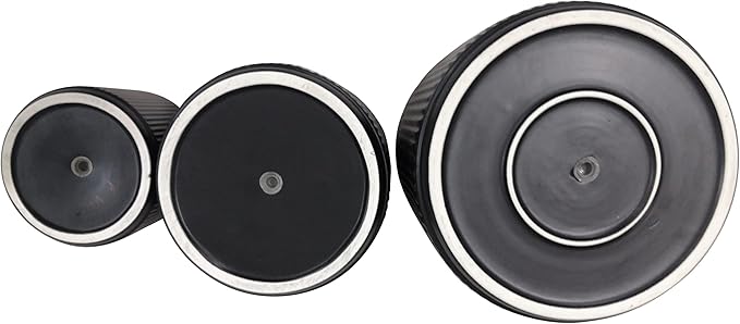 Amazon Basics Assorted Sizes Fluted Ceramic Round Planters, Set of 3, 6 inch, 8 inch, 10 inch, Black