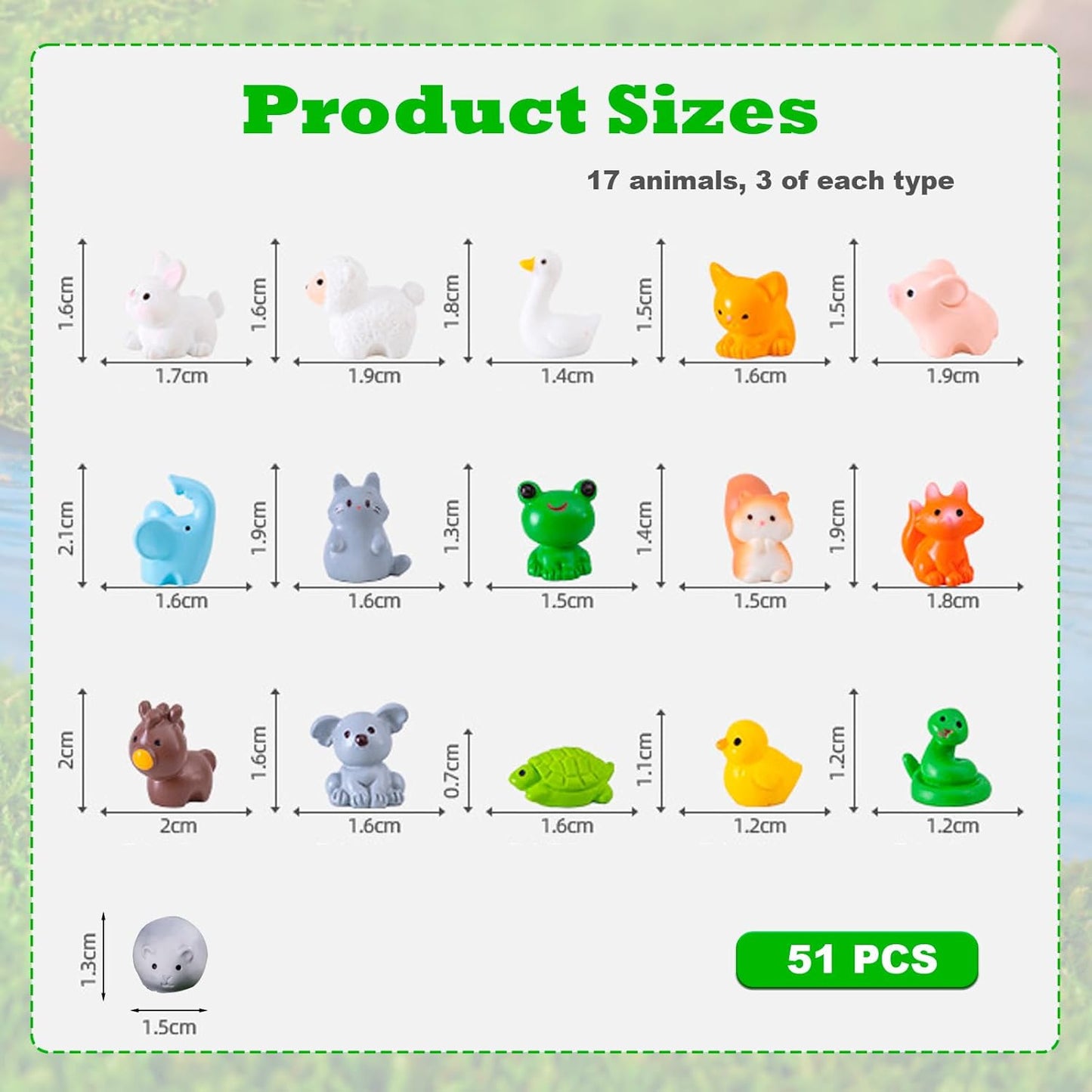 51pcs Fairy Garden Accessories, Mini Resin Animals to Hide, Miniature Figurines Bulk for Landscape Garden Aquarium Outdoor DIY Decor