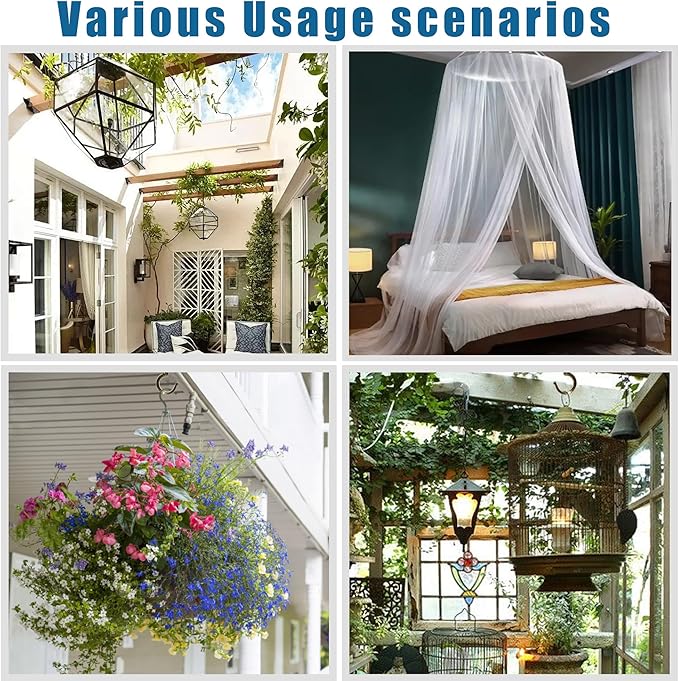 Ceiling Hooks for Hanging Plants (2 PCS Gold),Heavy Duty Metal Plant Hooks, Screw in Hooks for Hanging Birdfeeders, Lamps, Planters, Outdoor Decorative Hooks up to 33 lbs