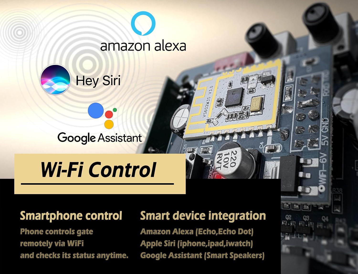 Blütezeit 1800lb WiFi Sliding Gate Opener Smart App Control, 1/2HP Automatic Slide Gate Motor Rack Driven with 2 Remote Controls & IR Sensor Complete Hardware Kits for Driveway Gates Up to 40ft