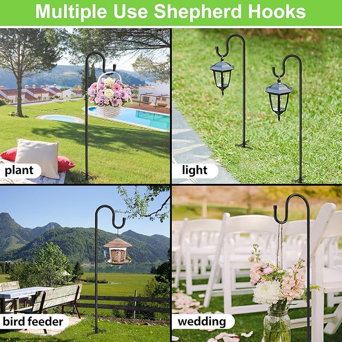 Bird Feeder Pole, 78" Shepherds Hooks for Outdoor, Hummingbird Feeders Stand Heavy Duty with Stable 5-Prong Base, Hanging Plant Shepherd Hook Hanger Stick for Outside Garden Yard Wedding