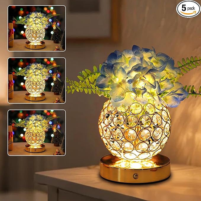 Blue Artificial Hydrangea Flower Lamp, 3 Color Dimmable Touch Control Night Light, Christmas Birthday Gifts for Women, Artificial Hydrangea Flower Table Lamp Decor for Bedroom Bar Coffee Shop Wedding