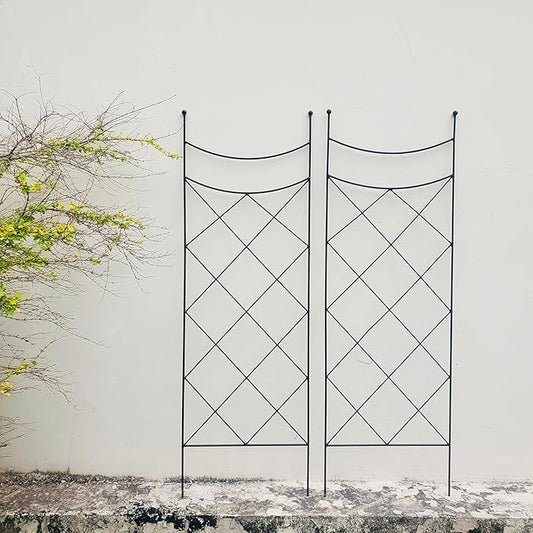 45.3" H x 15" W Metal Garden Trellis for Climbing Plants, Black Iron Trellis for Vines Plant Rose Vegetable Support,Large Decorative Outdoor Trellis，2 Pack