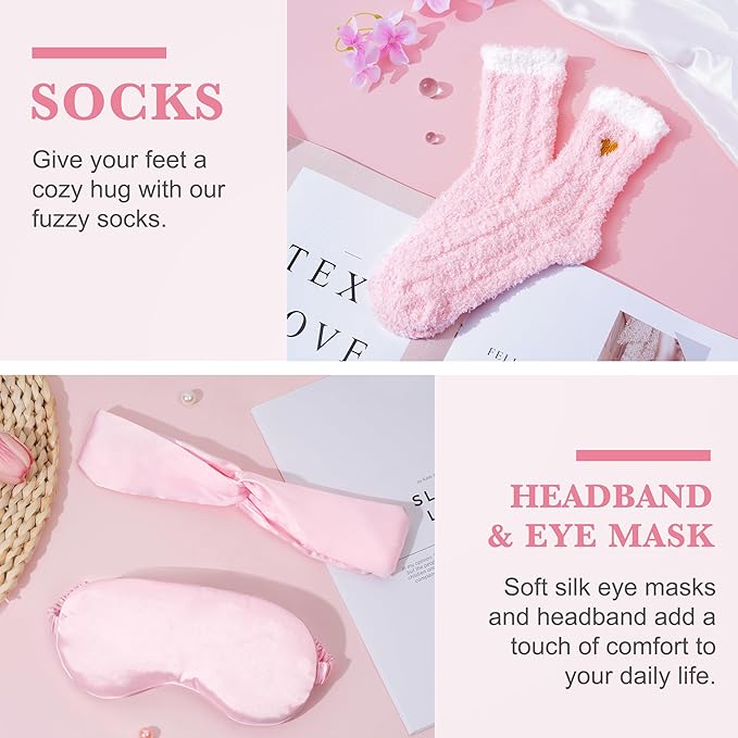 Birthday Gifts for Women Self Care Get Well Soon Gifts, Rose Relaxing Spa Gift Basket - Happy Birthday Set w/ Luxury Flannel Blanket & 40 oz Tumbler, Christmas Gift for Mom Her Wife Sister Friend