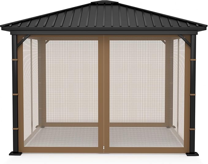 Gazebo Replacement Netting Screen Mosquito Net Screen Walls for 10 x 10 ft Outdoor Gazebo Canopy, 4-Panel with Double Zippers for Outdoor Patio (Only Netting)
